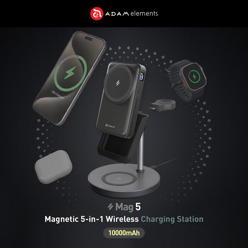 ADAM ELEMENTS - MAGNETIC WIRELESS CHARGING STATION - 10000 MAH - MAG 5 (5-in-1)