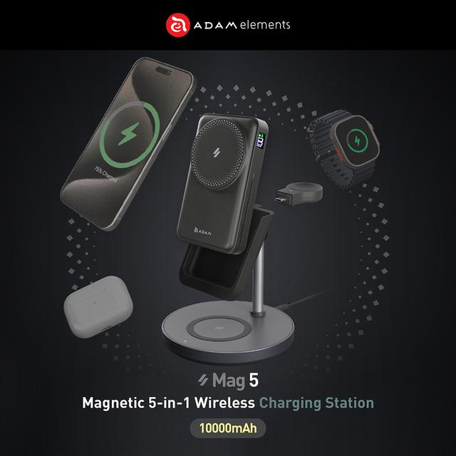 ADAM ELEMENTS - MAGNETIC WIRELESS CHARGING STATION - 10000 MAH - MAG 5 (5-in-1)