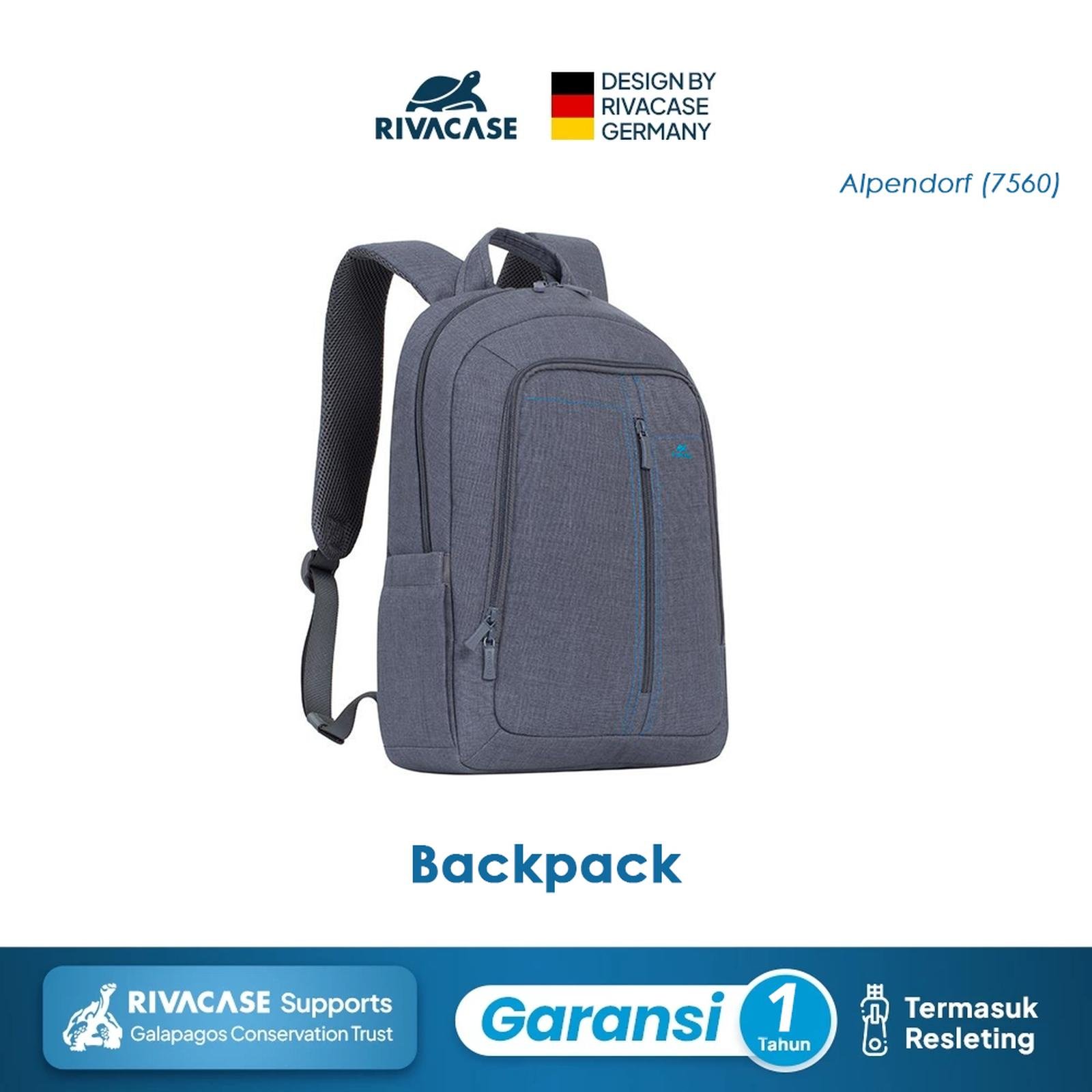 RIVACASE Tas Ransel Backpack Bodypack Laptop / Notebook 15.6 Inch Macbook Pro 16 Inch Alpendorf - (7560) Ransel Laptop