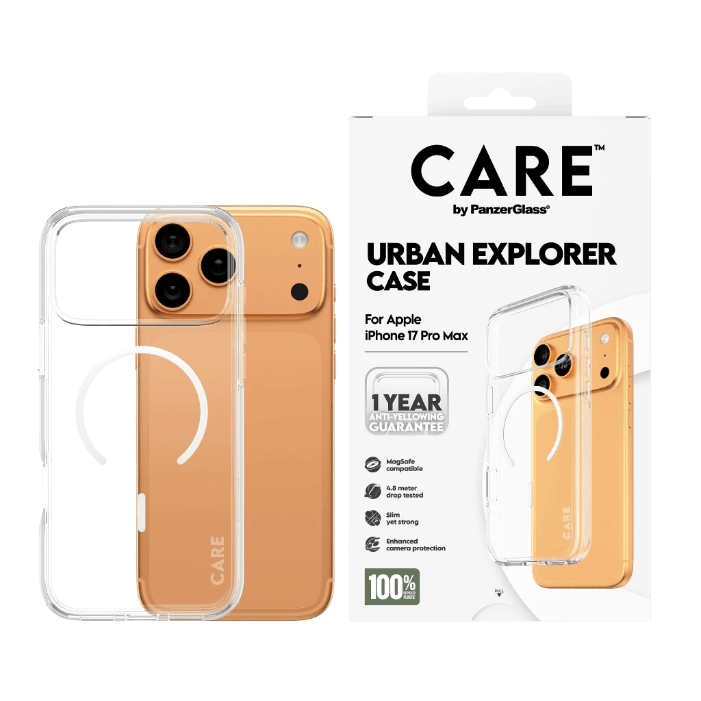 CARE by PanzerGlass Case For iPhone 17  17 Pro  17 Pro Max - Casing iPhone 17 ProMax  - Flagship Case Urban Explorer With White MagSafe - Transparent - SFI Group - Iphone 17 Pro