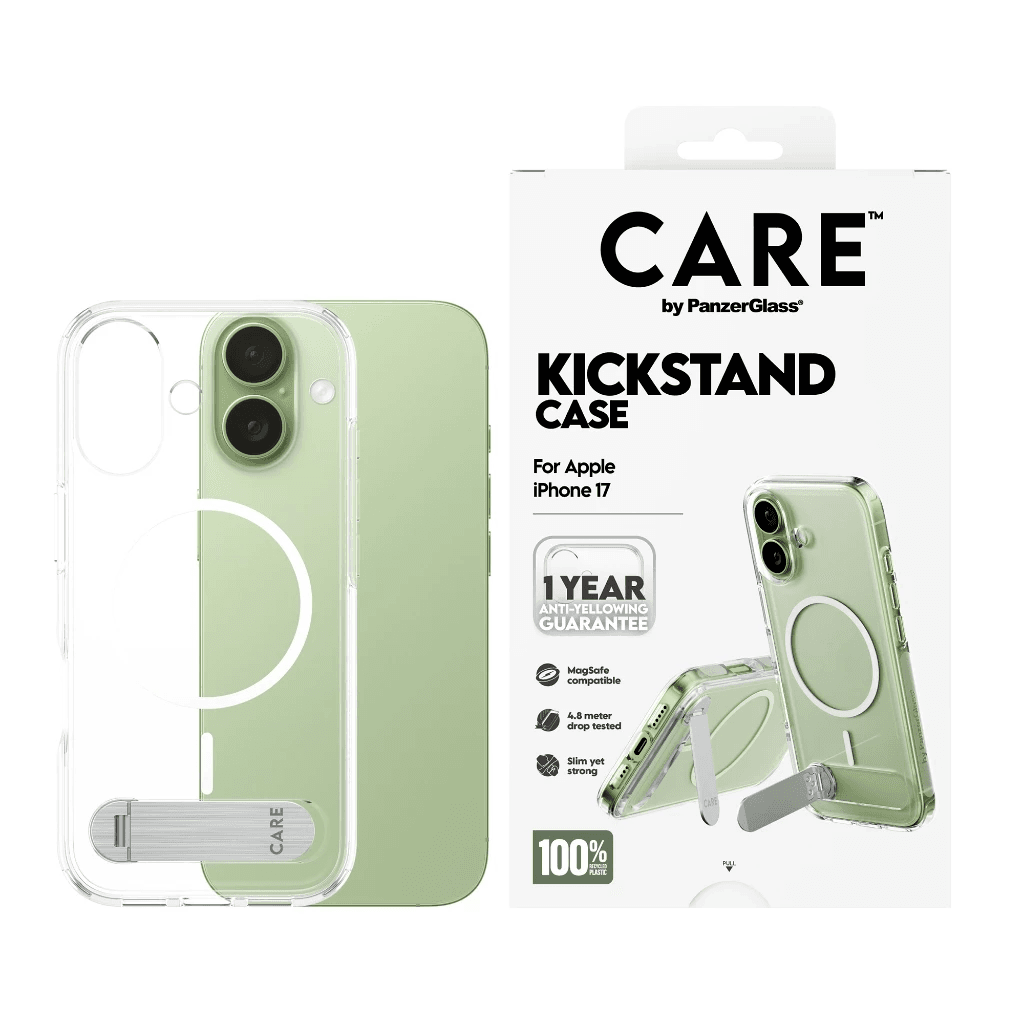 CARE by PanzerGlass Case For IPhone 17  17 Pro  17 Pro Max  17 Air Feature Casing With Kickstand & MagSafe ProMax  -  Kick Stand - Transparent - SFI Group - Iphone 17
