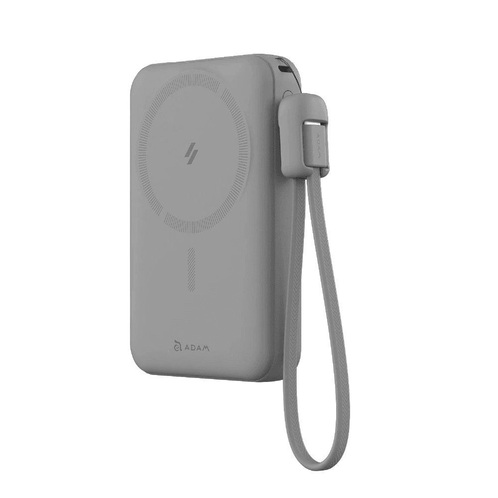 Adam Elements - Power Bank Magnetic Wireless - Built In USB C Cable - 10000 10.000 mAh - 8 In 1 - Compatible With Apple Watch & Samsung Galaxy Watch - 20W - Powerbank - Vionta C2 Pro - SFI Group - Grey