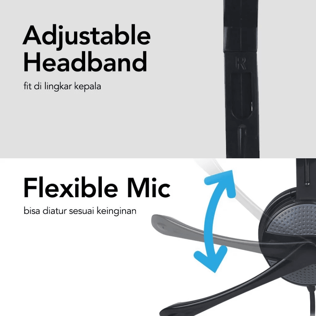 Micropack Headphone - USB Stereo - Microphone For Laptop & PC - Noise Free - Adjustable Headband - MHP-03 - SFI Group - 2