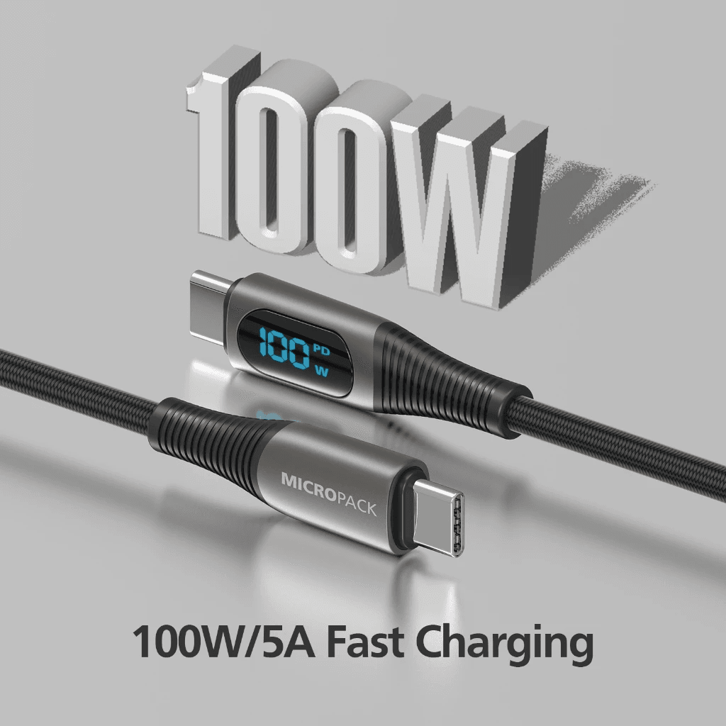 Micropack Cable C to C - Fast Charging & Strong Cable - 100watt - LED Display - Kabel 2 Meter - MC-C100 - SFI Group - 4