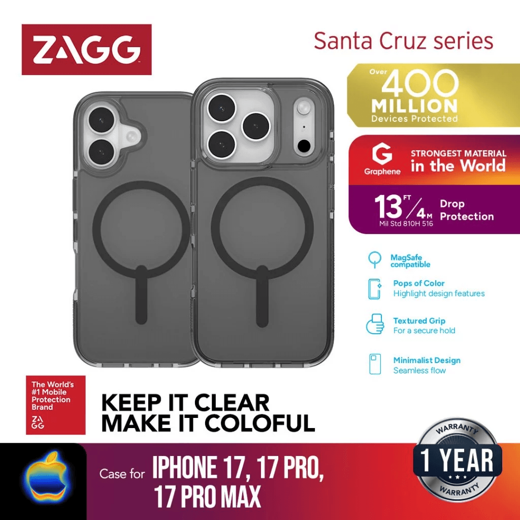 ZAGG Case For iPhone 17 Pro Pro Max - Santa Cruz - Snap - Midnight Black - Casing HP Iphone 17 ProMax - SFI Group