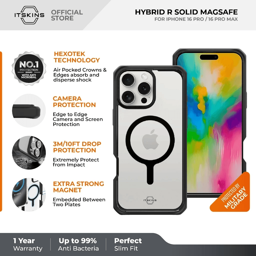Case iPhone 16 Pro Max 16 Pro - ITSKINS HYBRID SOLID Magsafe Casing ProMax - SFI Group