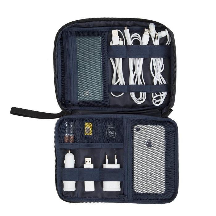 RIVACASE Tempat Penyimpanan Pouch Travel Bag Organizer Water Resistant - Biscayne (5632) - Black & Blue - SFI Group - 2
