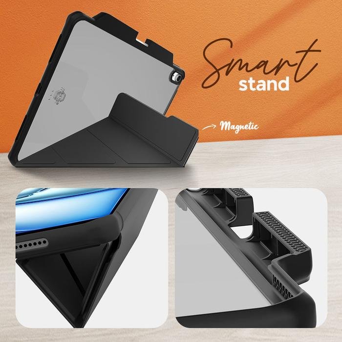ITSKINS CASE FOR IPAD AIR 13 INCH - 1ST GEN 2024 - HYBRID SOLID FOLIO - BLACK - 4