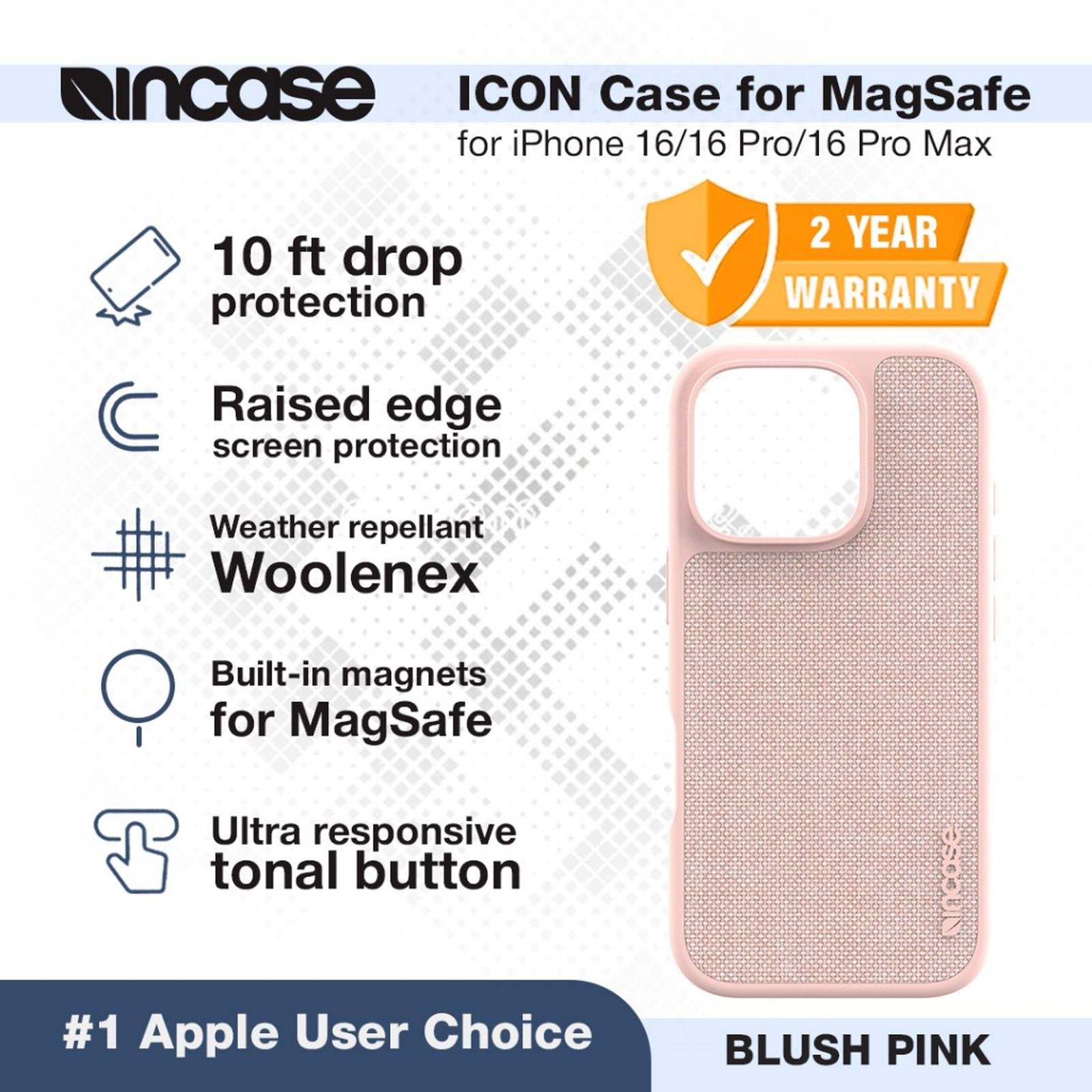 Incase Case MagSafe iPhone 16/ 16 Pro / 16 Pro Max - Icon Casing - Blush Pink - SFI Group