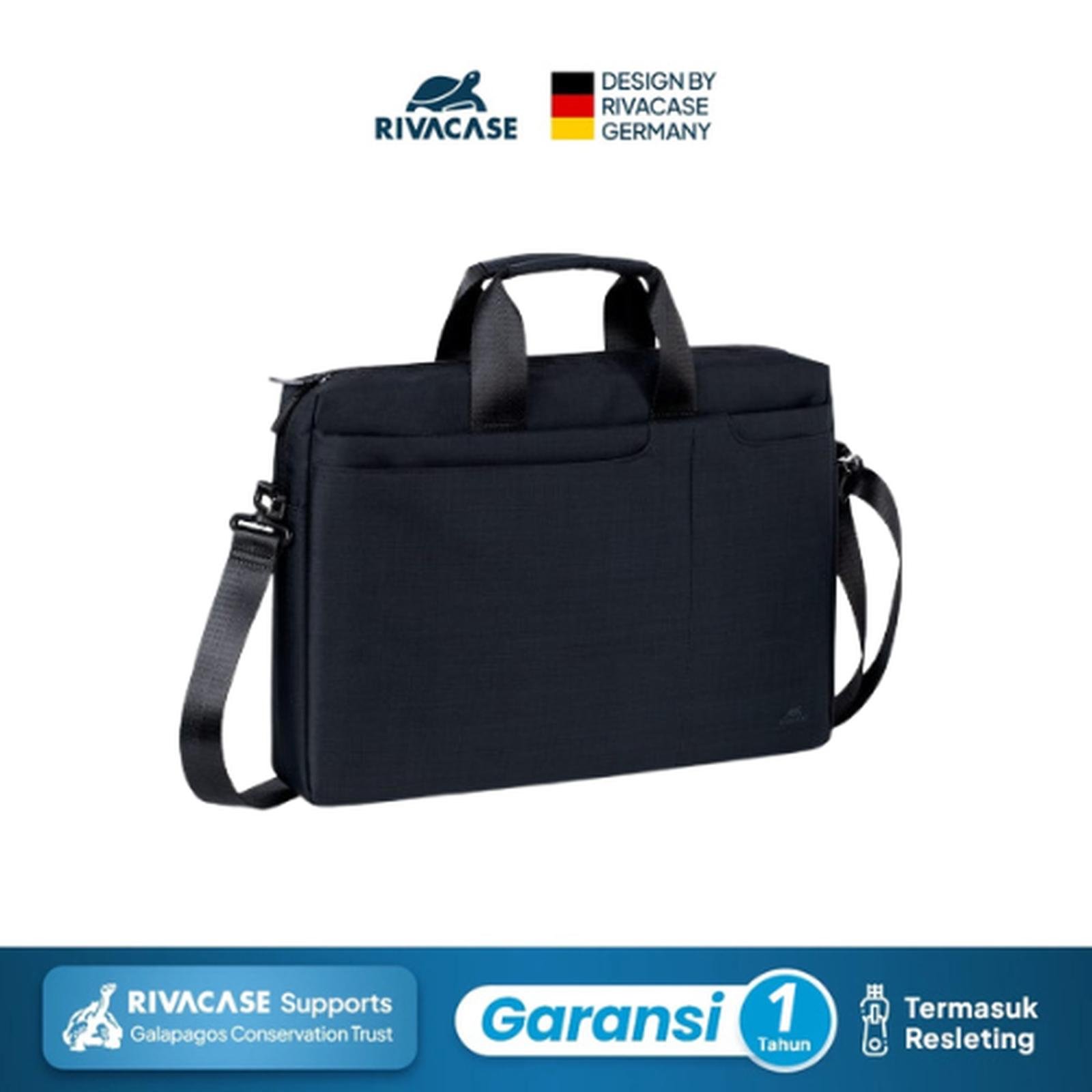 RIVACASE Waterproof Messenger Biscayne Tas Selempang Laptop 15.6 inch/Macbook 16 inch - Black (8335)