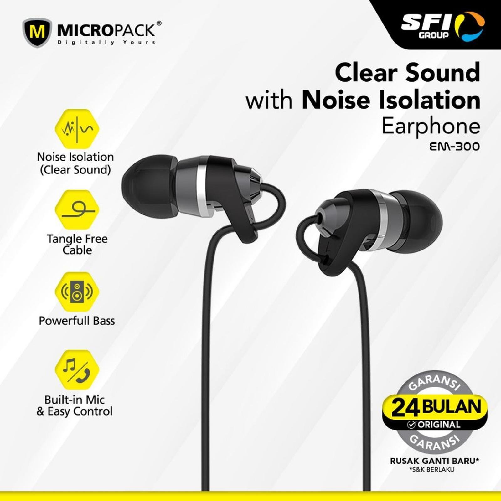 Micropack Earphone/Headset - Stereo - Noise Isolation - Microphone - EM-300