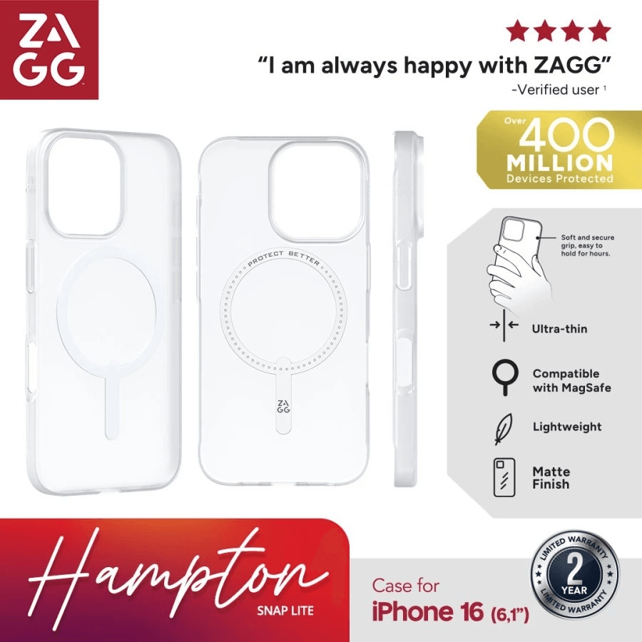 ZAGG Case Magsafe Iphone 16/16 Pro/16 Pro Max Casing Snap Essential Hampton Lite ProMax - SFI Group - Iphone 16