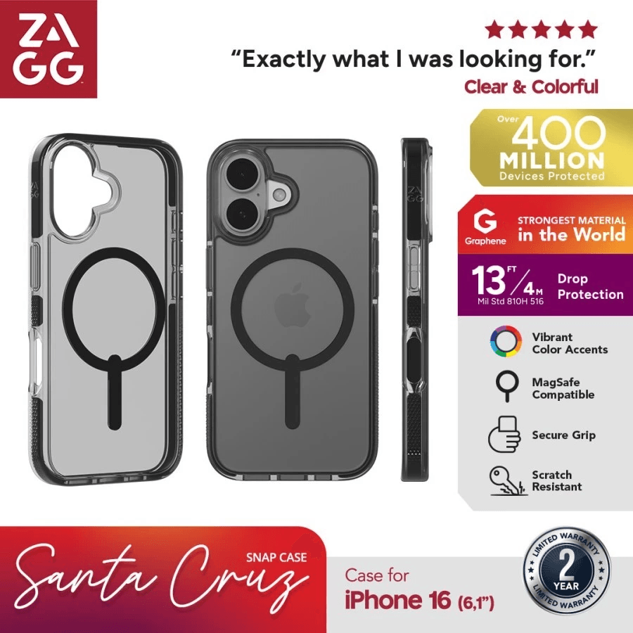 ZAGG Case Magsafe For Iphone 16/16 Pro/16 Pro Max Snap Casing Santa Cruz Midnight ProMax - SFI Group - Iphone 16