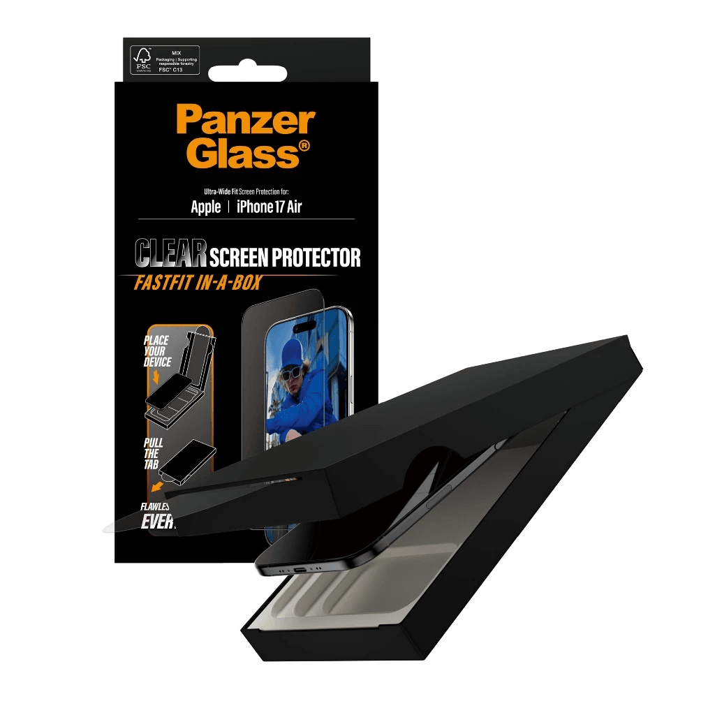 PanzerGlass Screen Protector iPhone 1716 Pro17 Pro17 Air17 Pro Max Clear ProMax - Ultra Wide Fit - Tempered Glass - Anti Gores - With Black Frame - SFI Group - Iphone 17 Air