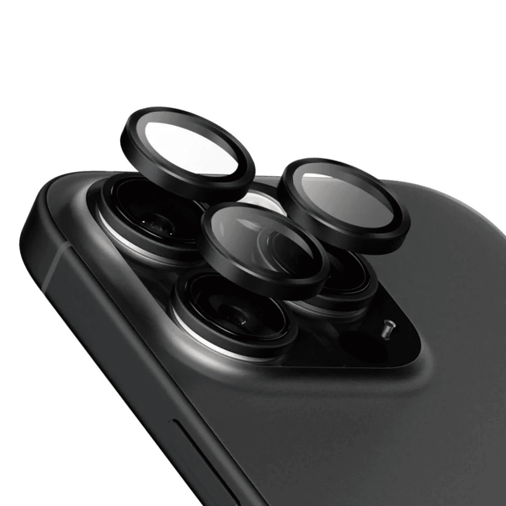 PanzerGlass Hoops Camera Lens Protector (3 Lens) Natural Titanium For iPhone 16| iPhone 16 Pro | 16 Pro Max | ProMax Pelindung Lensa Kamera - SFI Group - Black