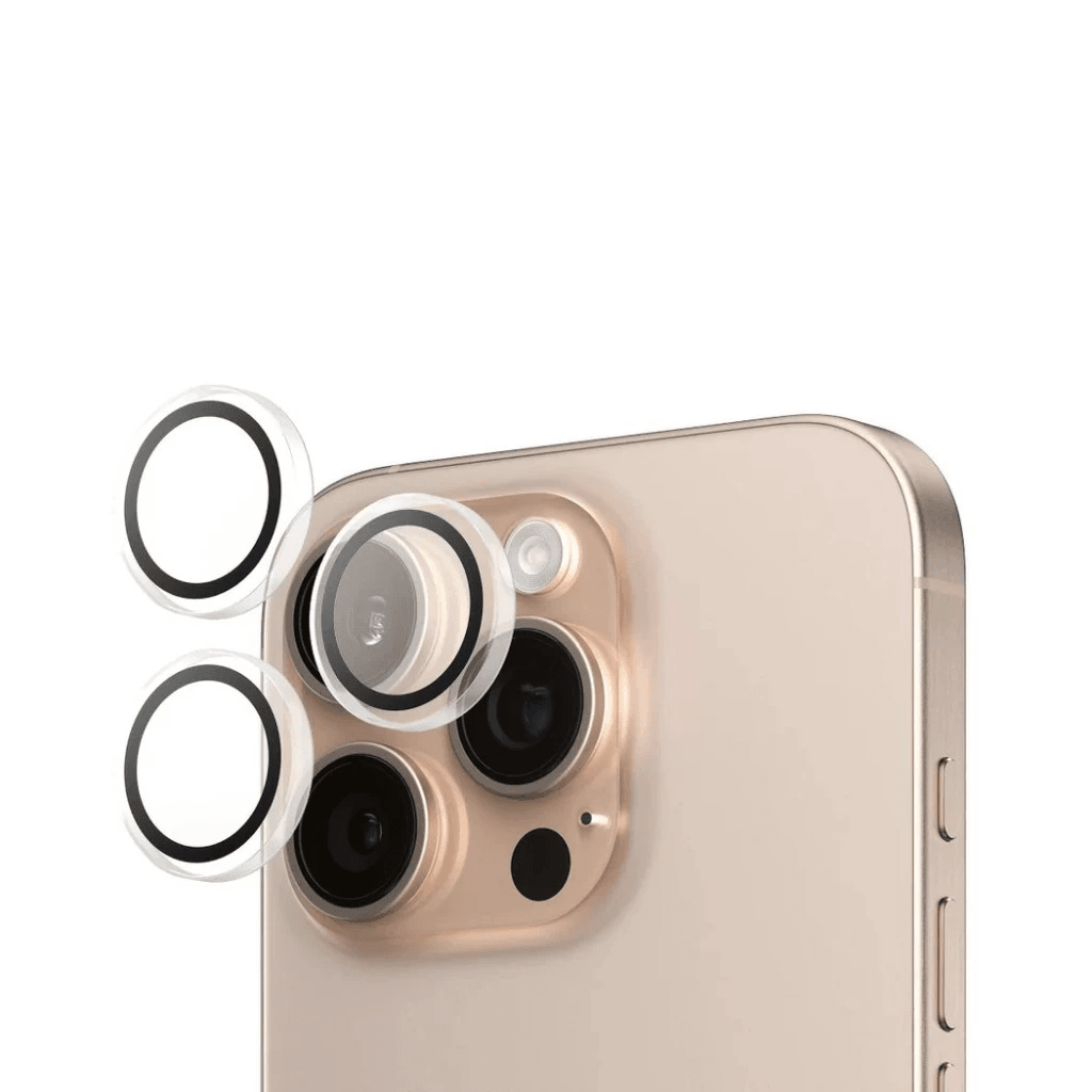 PanzerGlass Hoops Camera Lens Protector (3 Lens) Natural Titanium For iPhone 16| iPhone 16 Pro | 16 Pro Max | ProMax Pelindung Lensa Kamera - SFI Group - Clear