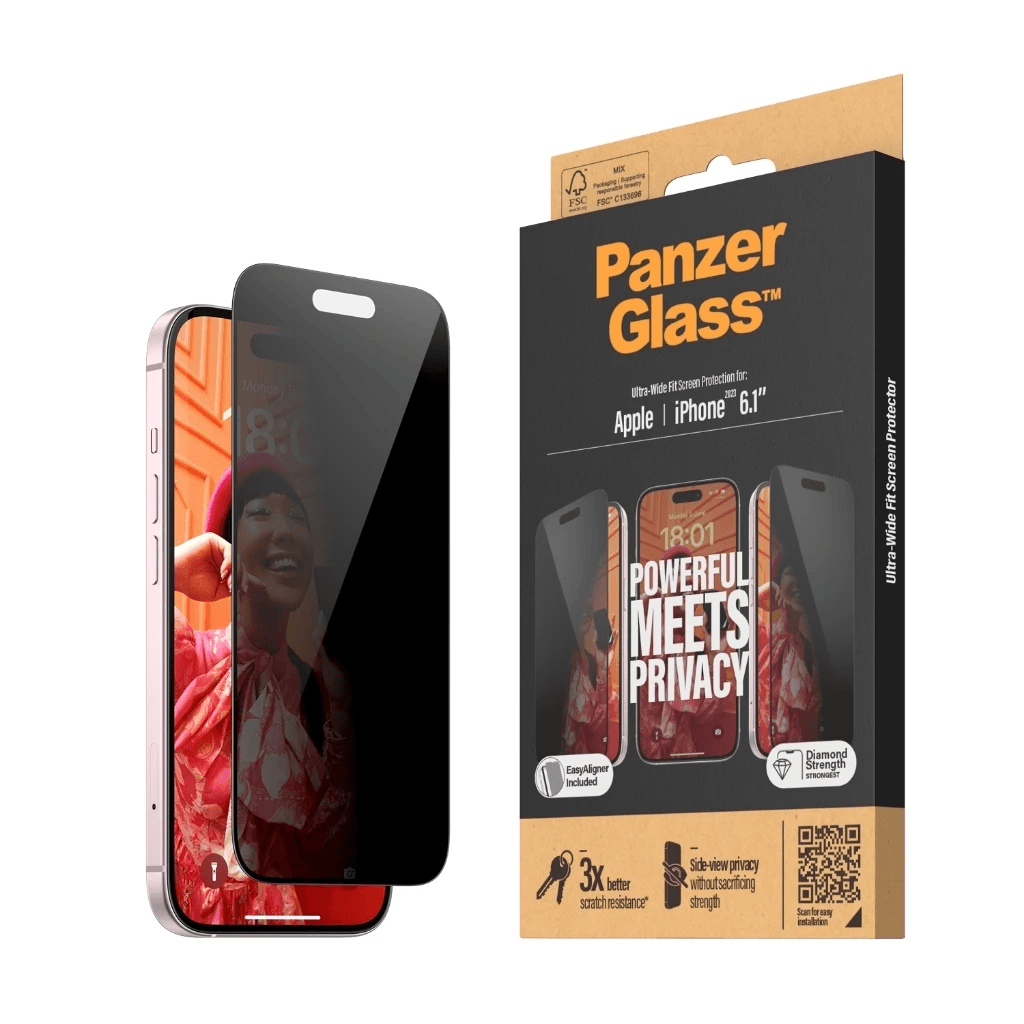 PanzerGlass Privacy UWF Screen Protector For iPhone 15 | 15 Pro | 15 Max | Tempered Glass Anti Gores ProMax - SFI Group - Iphone 15