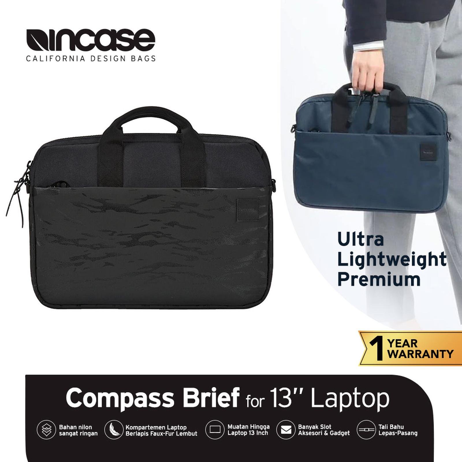 Incase Messenger Bag Macbook/Laptop 13" Compass Brief Black Camo INCO300206-CMO | Tas Laptop 13 inch | Tas Laptop | Tas Macbook | Tas kerja | Tas Selempang | Tas Messenger | Tas Selempang Pria | Tas Selempang kerja | Tas Laptop Selempang - BLACK