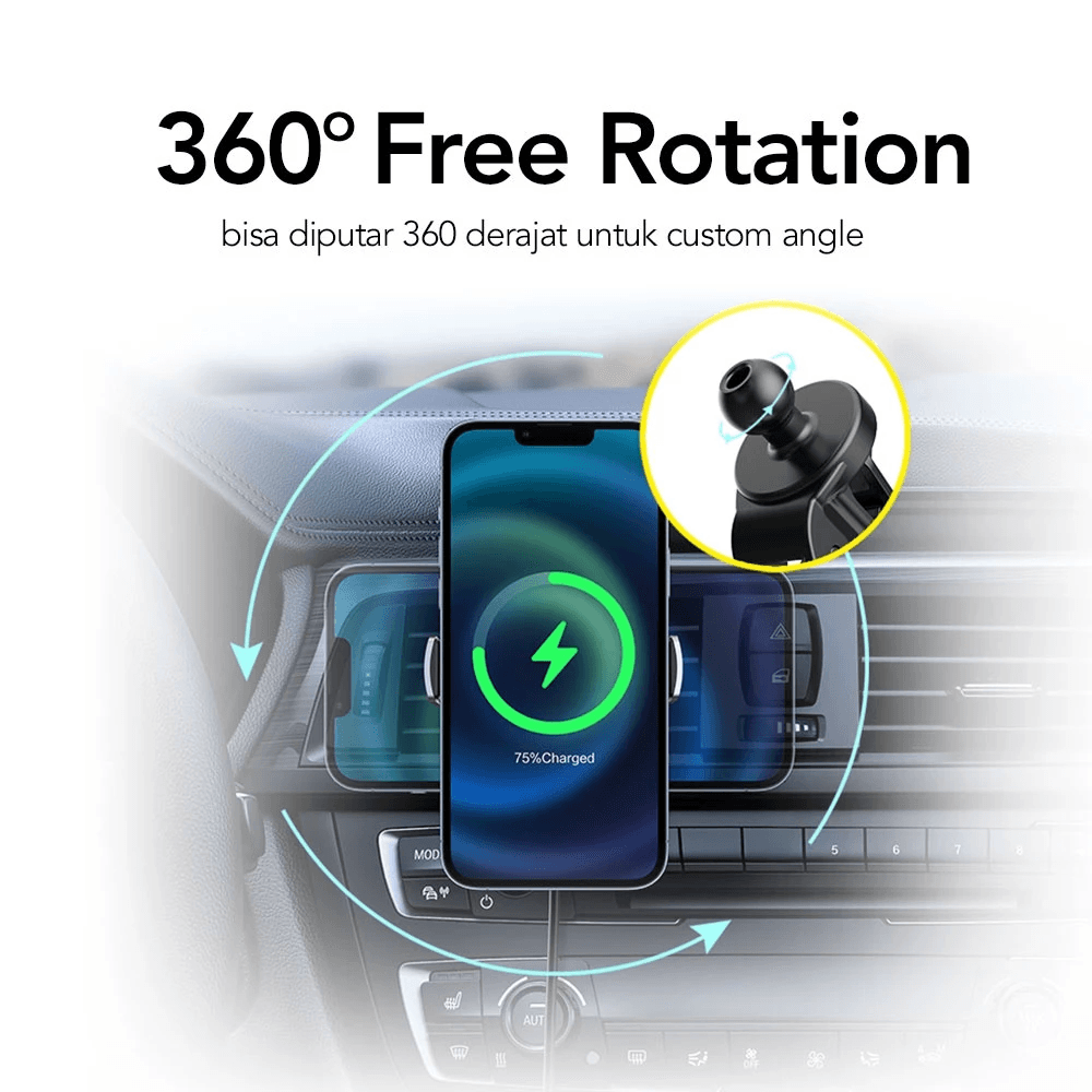 MAGNETIC CAR CHARGER WIRELESS 15WATT MICROPACK MOUNT MCC - 15WM BLACK - SFI Group - 2
