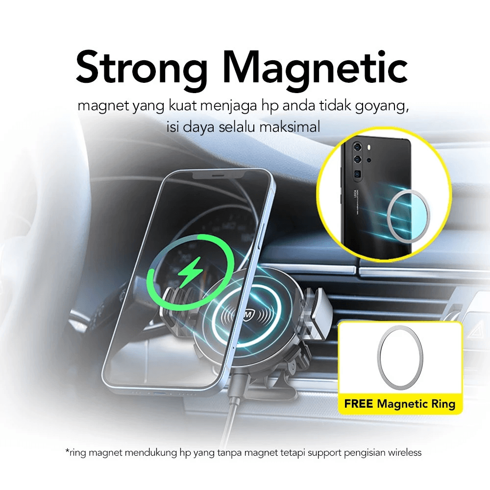 MAGNETIC CAR CHARGER WIRELESS 15WATT MICROPACK MOUNT MCC - 15WM BLACK - SFI Group - 3