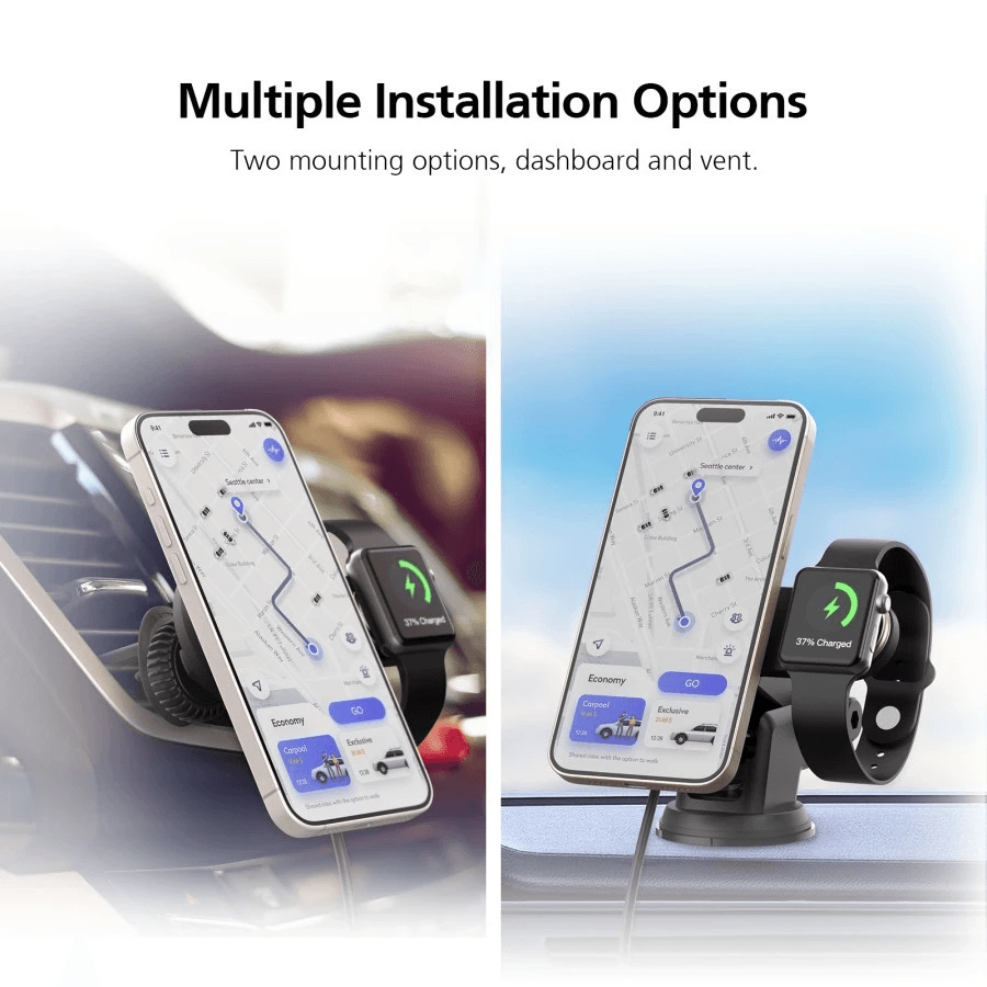 Micropack Magnetic Car Watch Charger MCC-215M Black Fast Charging Mobil Wireless - SFI Group - 2