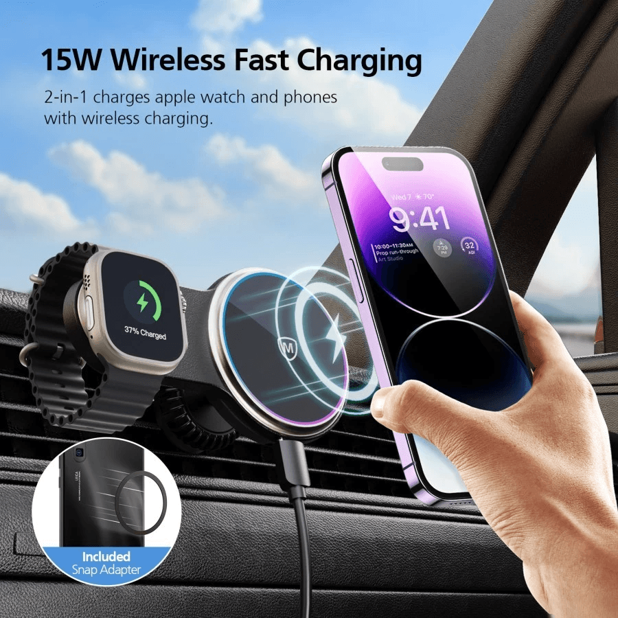 Micropack Magnetic Car Watch Charger MCC-215M Black Fast Charging Mobil Wireless - SFI Group - 3