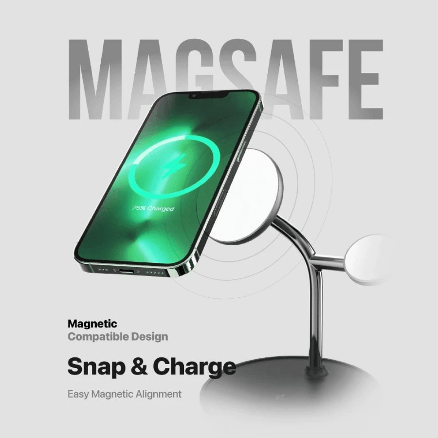 Adam Elements - Magnetic Wireless 3-In-1 Charger Charging Station - Omnia M3+ - Black - SFI Group - 2