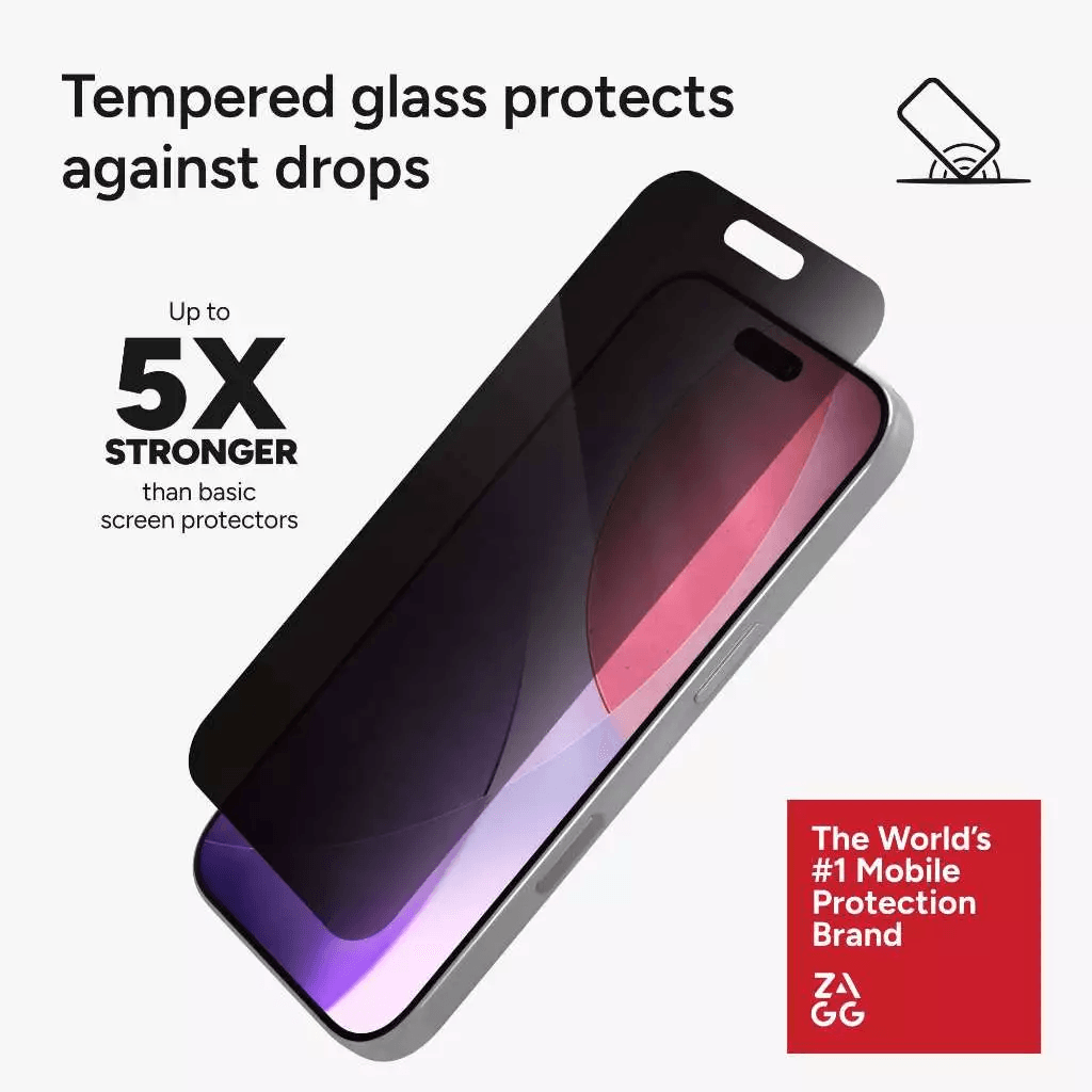 ZAGG Screen Protector iPhone 17 Pro/17 Pro Max Tempered Glass - Anti Gores Elite Edge 2 Way Privacy ProMax - SFI Group - 3
