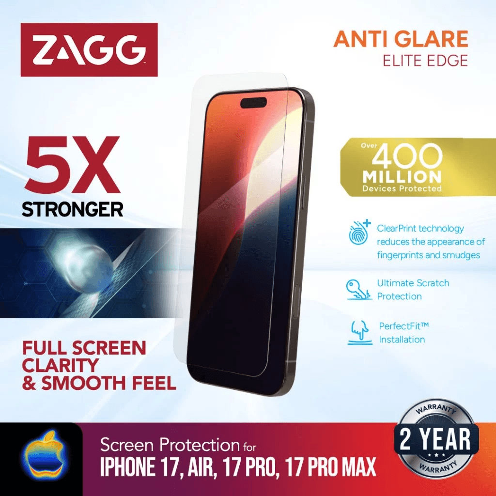 ZAGG Screen Protector iPhone 17 Tempered Glass - Anti Gores HP iPhone 17 17 Air 17 Pro 17 Pro Max ProMax Elite Edge Anti Glare - SFI Group