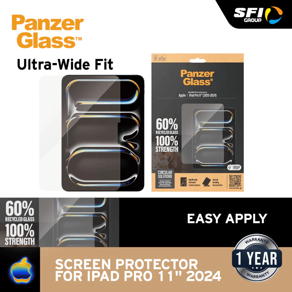 PanzerGlass Ultra Wide Fit Screen Protector For iPad Pro M4 11" / 13" 2024 | iPad Air M2 10.9" 2024 / iPad 10.9'' | Tempered Glass Anti Gores iPad - SFI Group