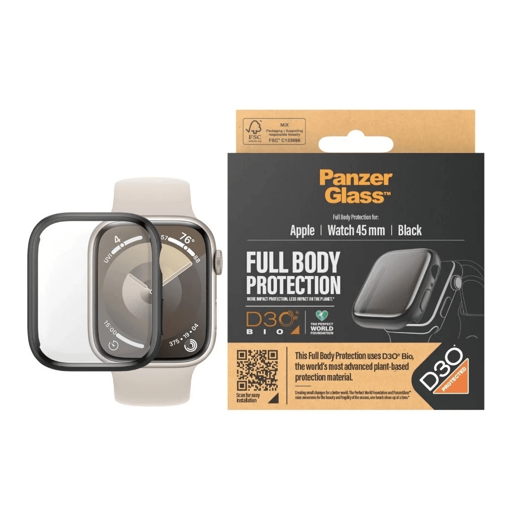 PanzerGlass Screen Protector Apple Watch Full Body with D30 S9/8/7 | Ultra Case Apple Watch 45mm Tempered Glass Anti Gores - SFI Group - 4