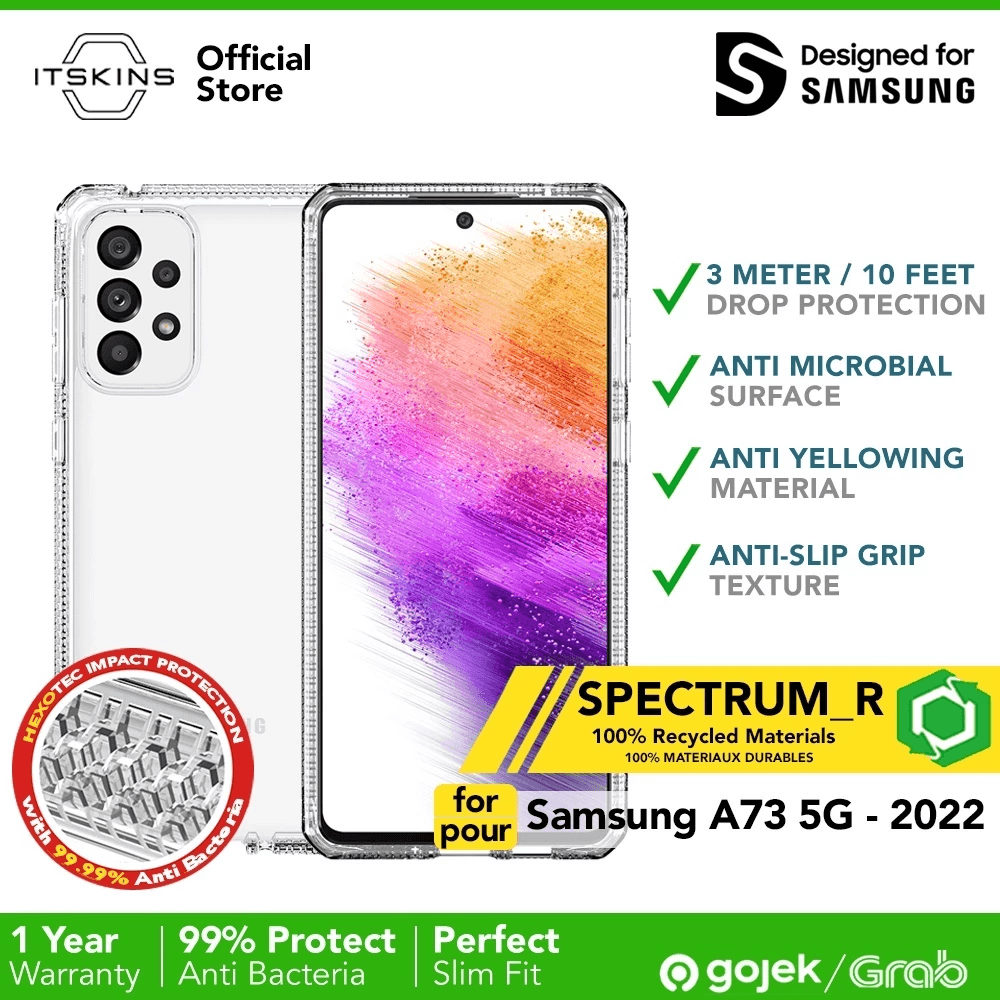 ITSKINS Case Samsung Galaxy A73 / A73 5G - Spectrum Clear - Shockproof Casing Antimicrobia - SFI Group