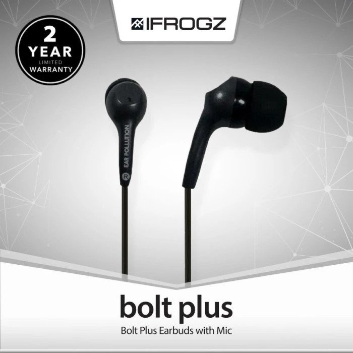 IFROGZ EARPHONE AUDIO EARPOLLUTION BOLT PLUS EARBBUDS BLACK (IFBLTM-BK0) - 2