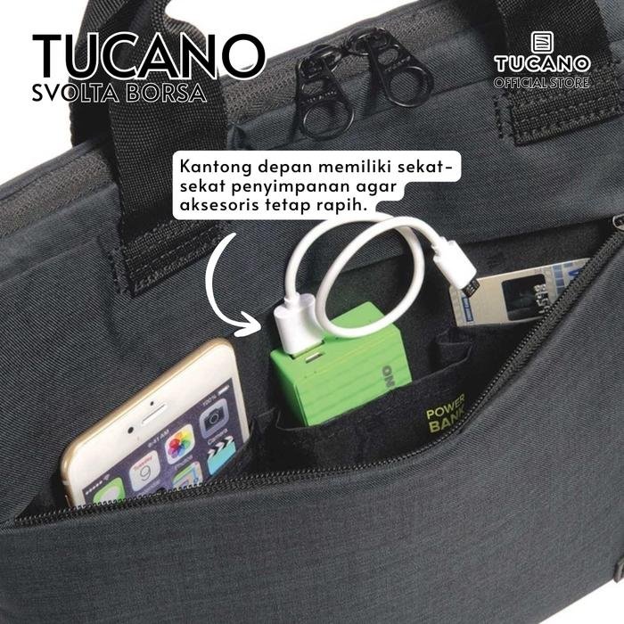 TUCANO Tas Selempang Shoulder Bag 14 Inch (Up to MacBook Pro 14) Svolta BSVO1314 - Desain Slim Banyak Sekat Original - Hitam - 3