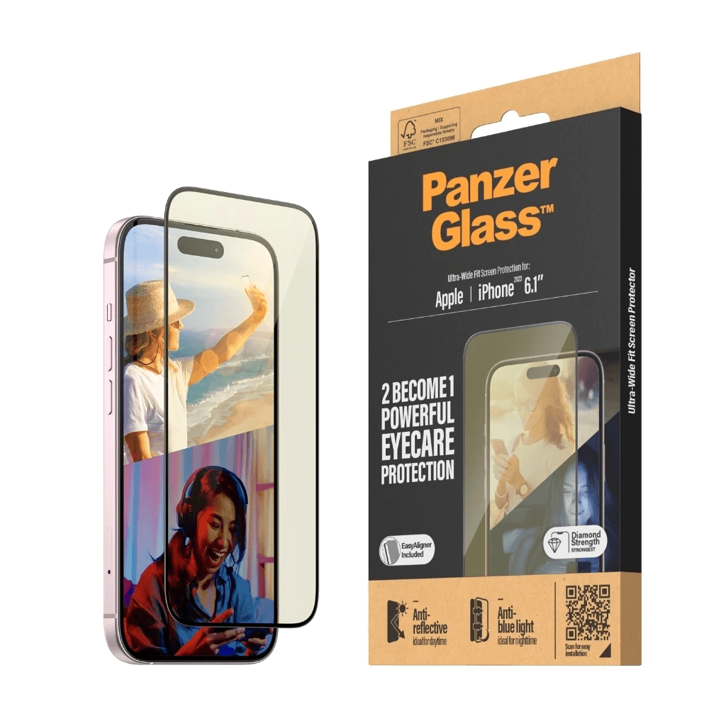 PanzerGlass Anti Reflective & Bluelight Protection |UWF Screen Protector For iPhone 15 | 15 Pro | 15 Max | ProMax Tempered Glass Anti Gores - SFI Group - Iphone 15