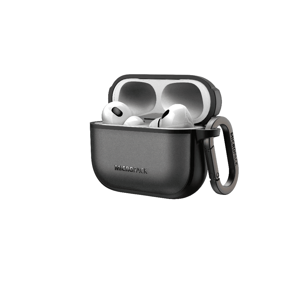 Micropack Case For Airpods Pro 3 - Strong & Protective - Magnetic - Drop Protection - Frosted Shockproof - MAC-02 - Black